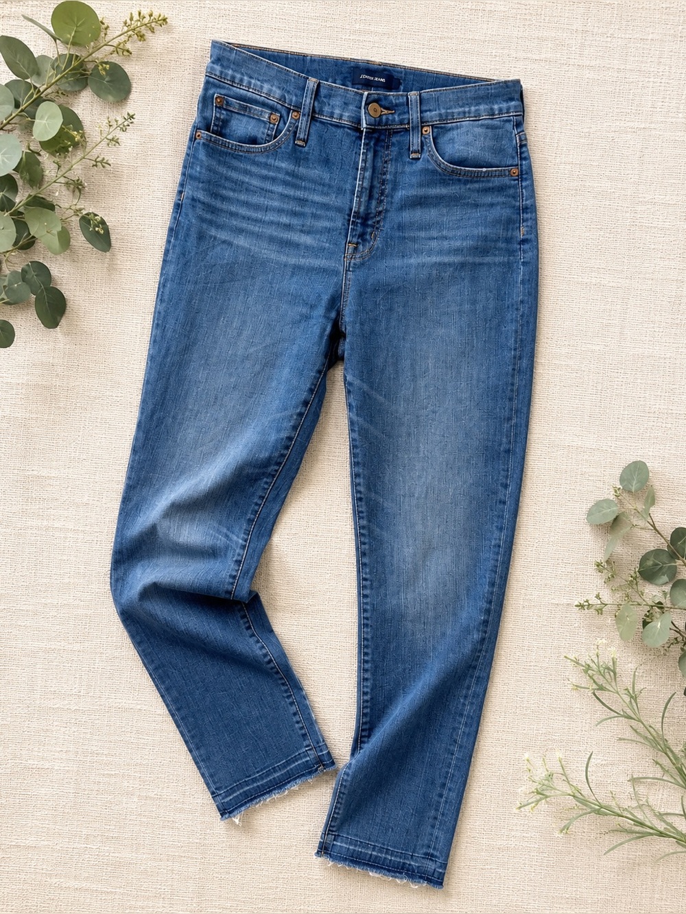 J.Crew Skinny Jeans Medium Wash Raw Hem High Rise Size 28